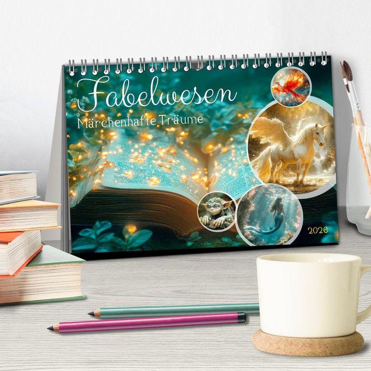 Produktbild: FABELWESEN M&auml;rchenhafte Tr&auml;ume (Tischkalender 2026 DIN A5 quer), CALVENDO Monatskalender