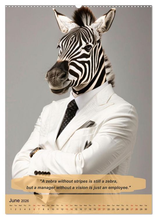 Produktbild: Funny manager wisdom from animals (High Quality Premium Wall Calendar 2026 DIN A2 portrait),CALVENDO 12 Month Wall Calendar