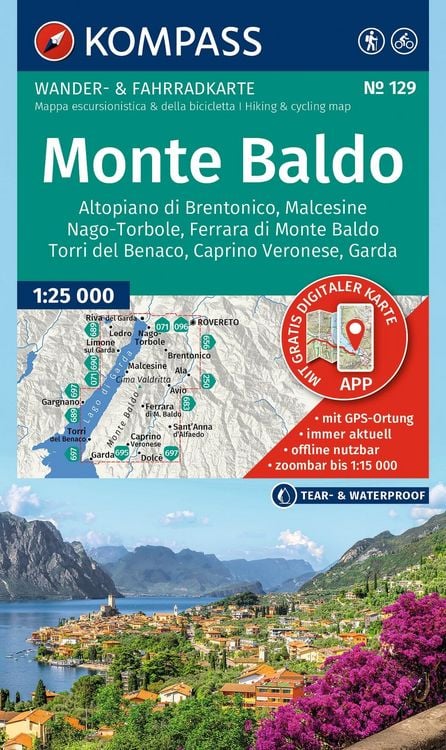 Produktbild: KOMPASS Wanderkarte 129 Monte Baldo, Malcesine, Nago-Torbole, Garda 1:25.000