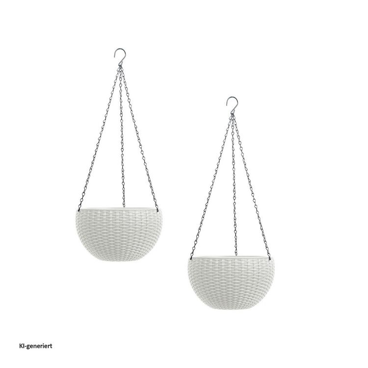 Produktbild: HTI-Living HTI-Living Blumenampel 2er Set Rattanoptik Wei&szlig;