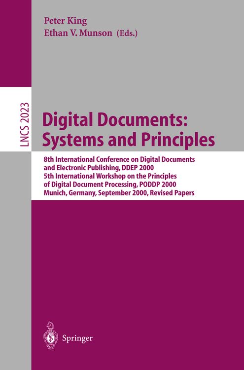 Produktbild: Digital Documents: Systems and Principles