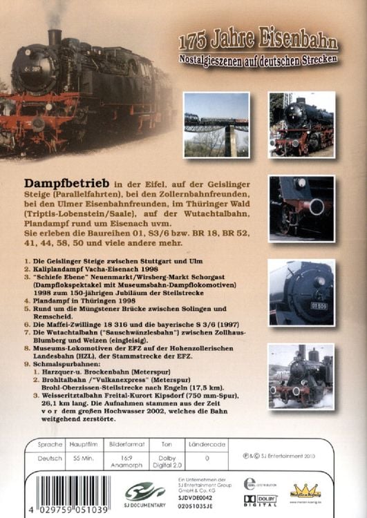 Produktbild: 175 Jahre Eisenbahn - Nostalgieszenen auf deutschen Strecken