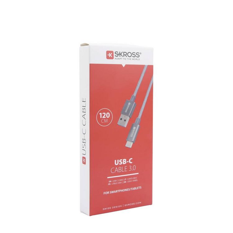 Produktbild: Skross USB-Kabel USB 3.2 Gen1 USB-A Stecker 1.20 m Spacegrau Rund, Flexibel, Stoff-Ummantelung SKCA0012A-C120CN
