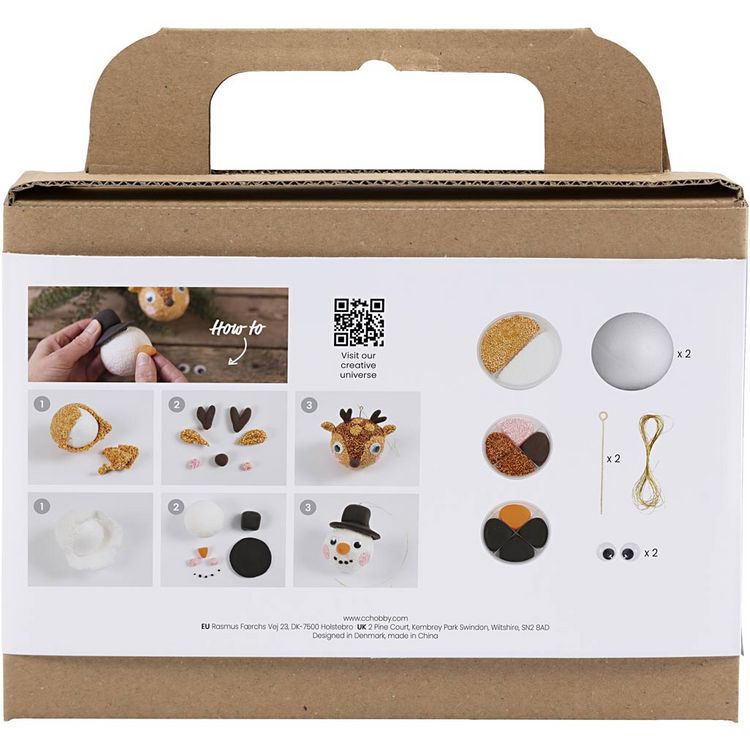 Produktbild: Creativ Company DIY Sets Modellieren Mini Kreativ Set Weihnachtskugeln, Rentier und Schneemann, Kreativ Box