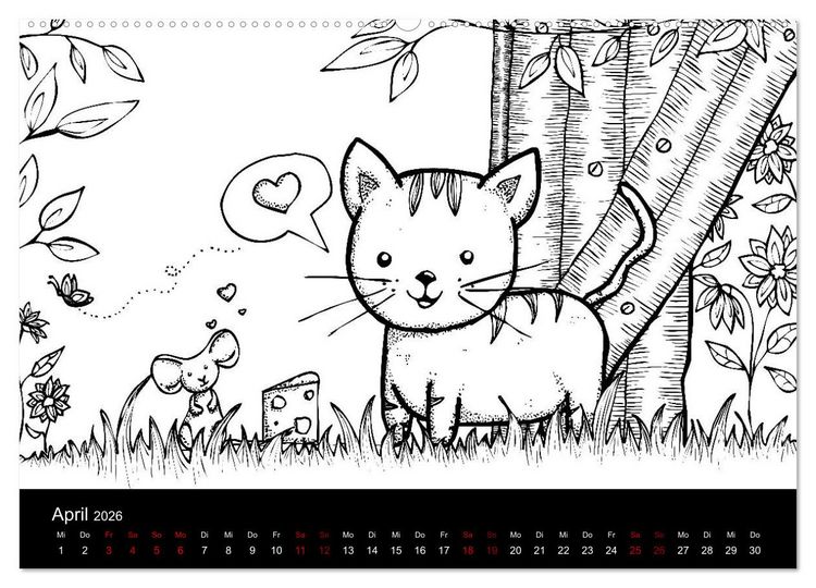 Produktbild: Bezaubernde Mini-Monster - Ein Ausmal-Kalender (Wandkalender 2026 DIN A2 quer), CALVENDO Monatskalender