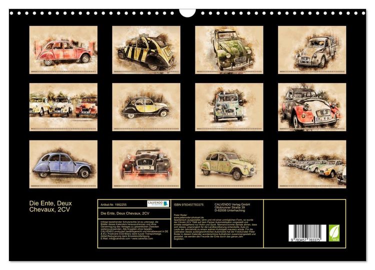 Produktbild: Die Ente, Deux Chevaux, 2CV (Wandkalender 2026 DIN A3 quer), CALVENDO Monatskalender