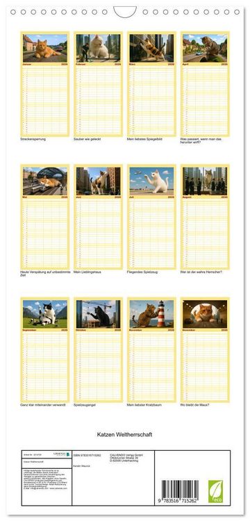 Produktbild: Familienplaner 2026 - Katzen Weltherrschaft mit 5 Spalten (Wandkalender, 21 x 45 cm) CALVENDO
