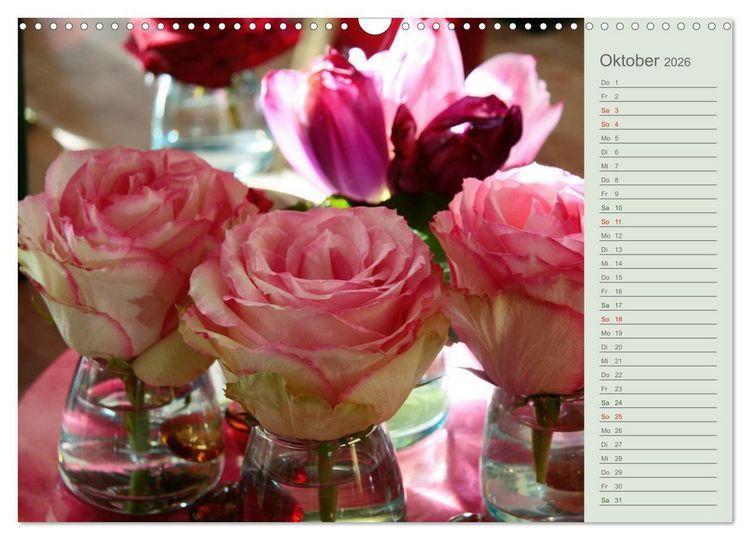 Produktbild: Rosen, Rosen ... arrangiert und am Strauch (Wandkalender 2026 DIN A3 quer), CALVENDO Monatskalender