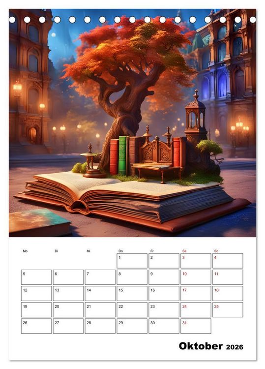 Produktbild: Magische surreale Buchwelten (Tischkalender 2026 DIN A5 hoch), CALVENDO Monatskalender