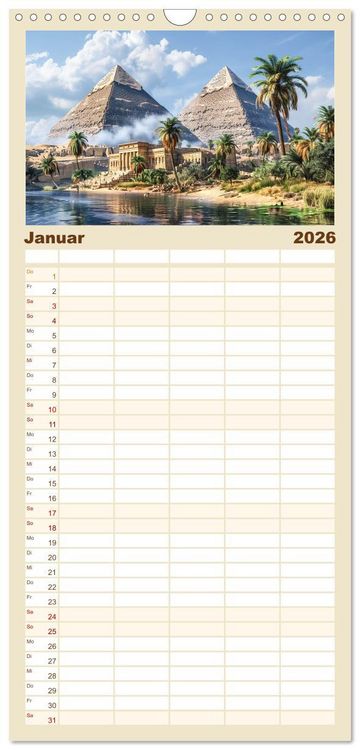 Produktbild: Familienplaner 2026 - Im Schatten der Pyramidern mit 5 Spalten (Wandkalender, 21 x 45 cm) CALVENDO
