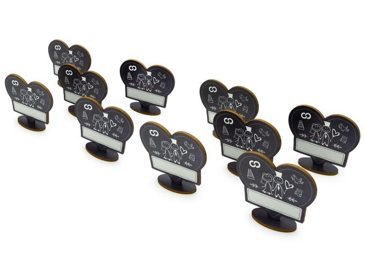 Produktbild: familiawedding 10 Tischkarten zur Hochzeit black doodle Herz-Design