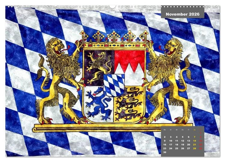 Produktbild: Heimatliches Bayern in Aquarell (hochwertiger Premium Wandkalender 2026 DIN A2 quer), Kunstdruck in Hochglanz
