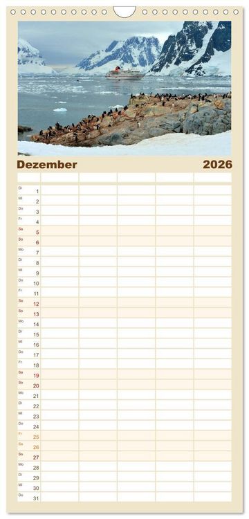 Produktbild: Familienplaner 2026 - Im Reich der Pinguine mit 5 Spalten (Wandkalender, 21 x 45 cm) CALVENDO