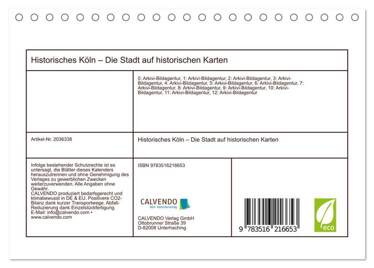 Produktbild: Historisches K&ouml;ln &ndash; Die Stadt auf historischen Karten (Tischkalender 2026 DIN A5 quer), CALVENDO Monatskalender