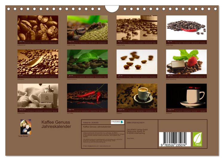 Produktbild: Kaffee Genuss Jahreskalender (Wandkalender 2026 DIN A4 quer), CALVENDO Monatskalender