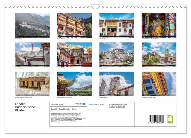 Produktbild: Ladakh - Buddhistische Kl&ouml;ster (Wandkalender 2026 DIN A3 quer), CALVENDO Monatskalender