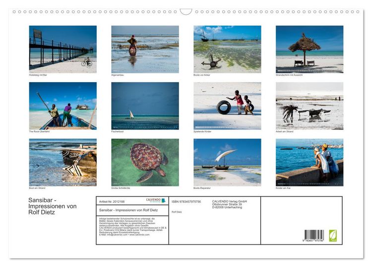 Produktbild: Sansibar - Impressionen von Rolf Dietz (Wandkalender 2026 DIN A2 quer), CALVENDO Monatskalender