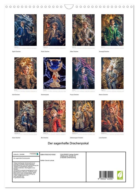 Produktbild: Der sagenhafte Drachenpokal (Wandkalender 2026 DIN A3 hoch), CALVENDO Monatskalender