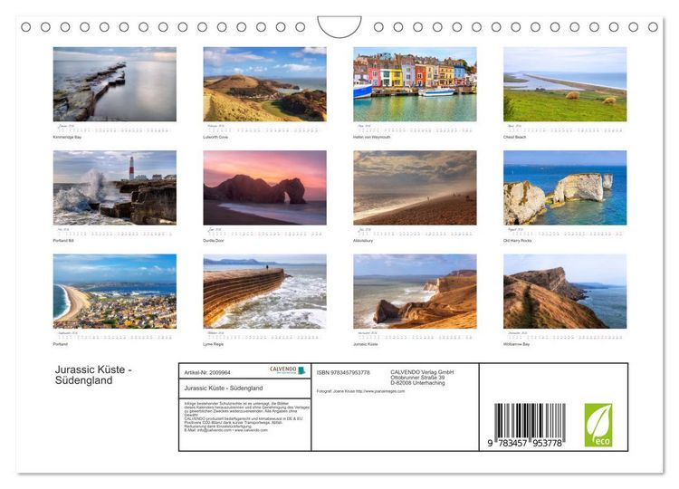 Produktbild: Jurassic K&uuml;ste - S&uuml;dengland (Wandkalender 2026 DIN A4 quer), CALVENDO Monatskalender