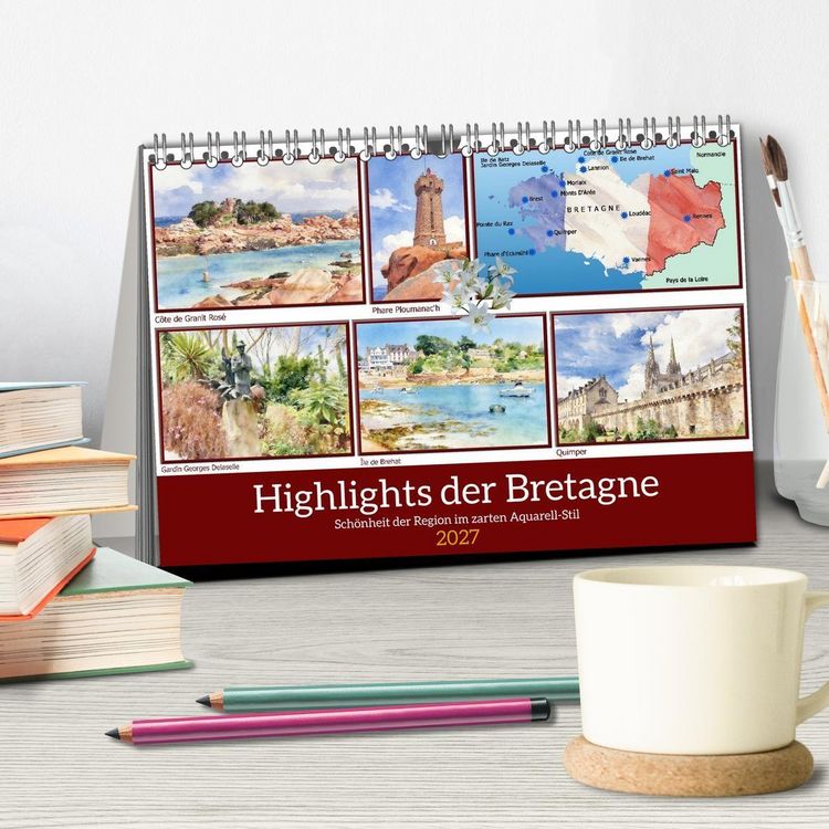 Produktbild: Highlights der Bretagne (Tischkalender 2027 DIN A5 quer), CALVENDO Monatskalender