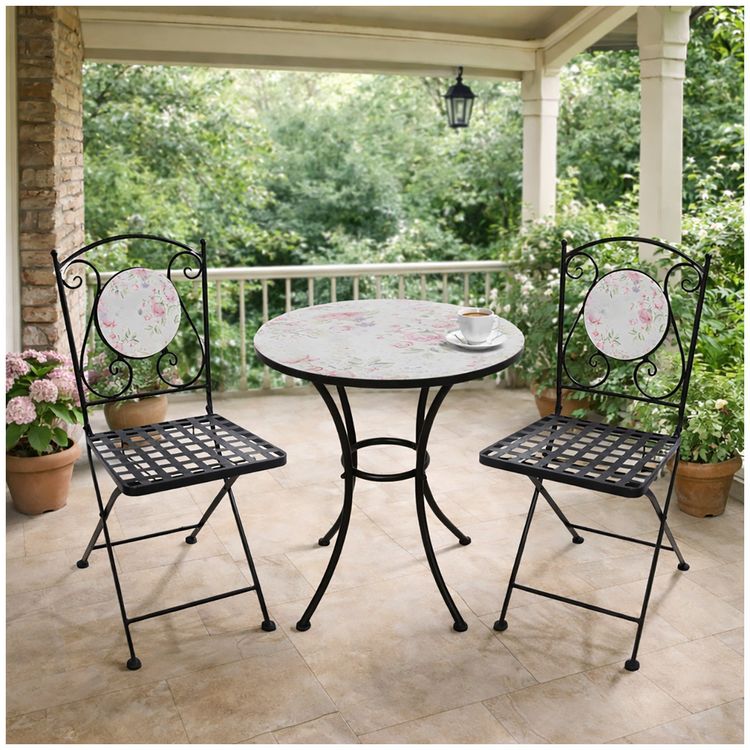 Produktbild: HTI-Living Gartentisch und 2 St&uuml;hle Celia Rosen Gartentisch und 2 St&uuml;hle Celia Rosen