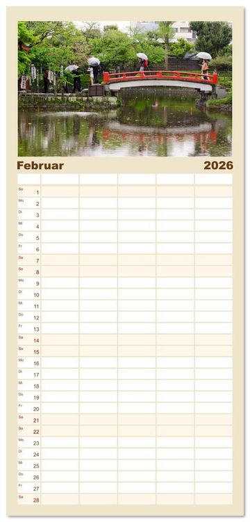 Produktbild: Familienplaner 2026 - G&auml;rten in Japan mit 5 Spalten (Wandkalender, 21 x 45 cm) CALVENDO
