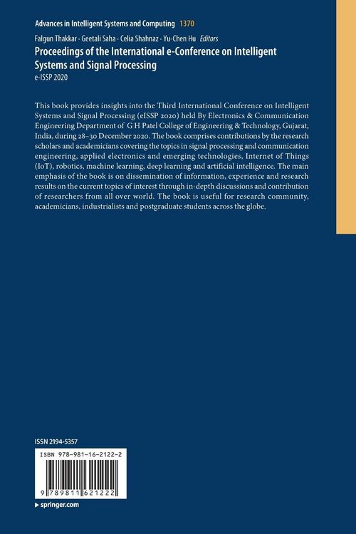 Produktbild: Proceedings of the International e-Conference on Intelligent Systems and Signal Processing