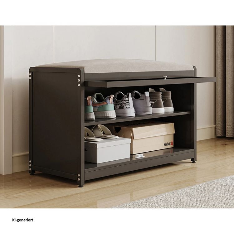 Produktbild: HTI-Living Schuhschrank mit Schiebet&uuml;r und Sitzkissen Grau