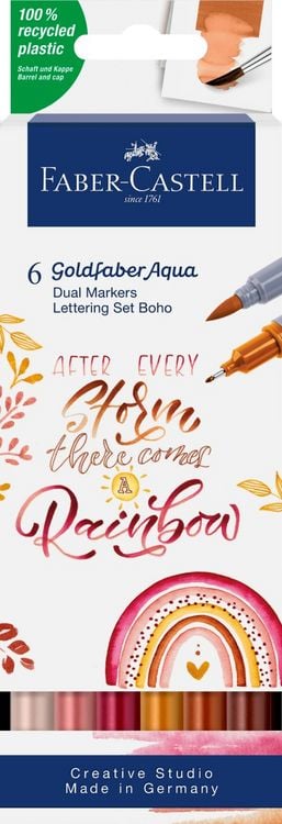 Produktbild: Faber-Castell Tuschestift Dual Marker Goldfaber Aqua, Boho, 6er Set
