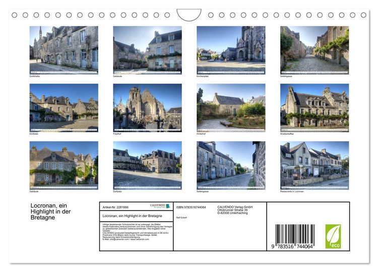Produktbild: Locronan, ein Highlight in der Bretagne (Wandkalender 2026 DIN A4 quer), CALVENDO Monatskalender
