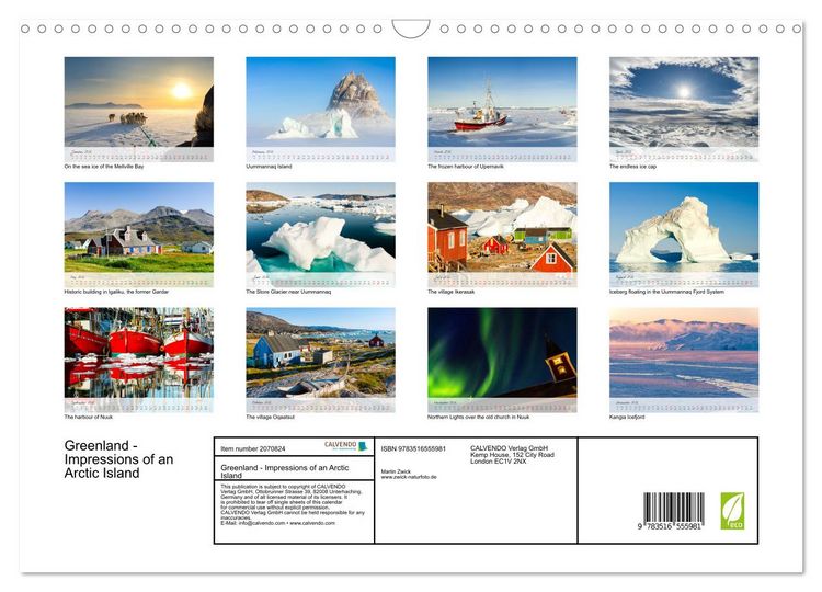 Produktbild: Greenland - Impressions of an Arctic Island (Wall Calendar 2026 DIN A3 landscape), CALVENDO 12 Month Wall Calendar