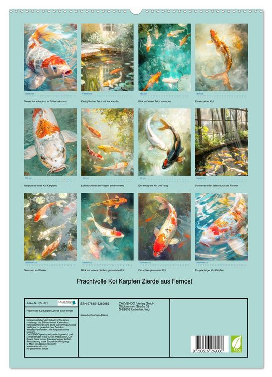 Produktbild: Prachtvolle Koi Karpfen Zierde aus Fernost (hochwertiger Premium Wandkalender 2026 DIN A2 hoch), Kunstdruck in Hochglanz