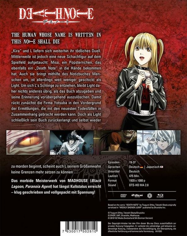 Produktbild: Death Note - Blu-ray Box 2 (Episode 19-37) [3 Blu-rays]