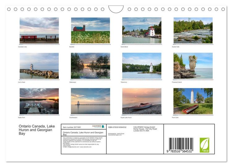 Produktbild: Ontario Canada, Lake Huron and Georgian Bay (Wall Calendar 2026 DIN A4 landscape), CALVENDO 12 Month Wall Calendar