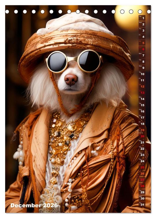 Produktbild: Stylish Dogs (Desk Calendar 2026 DIN A5 portrait), CALVENDO 12 Month DeskCalendar