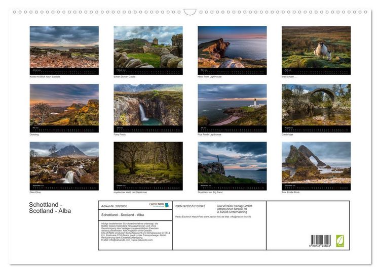 Produktbild: Schottland - Scotland - Alba (Wandkalender 2026 DIN A2 quer), CALVENDO Monatskalender