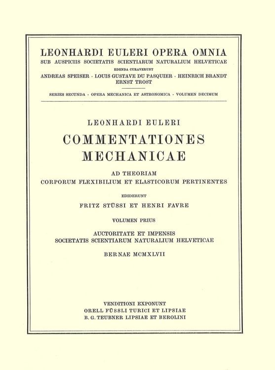 Produktbild: Commentationes mechanicae ad theoriam corporum flexibilium et elasticorum pertinentes 1st part