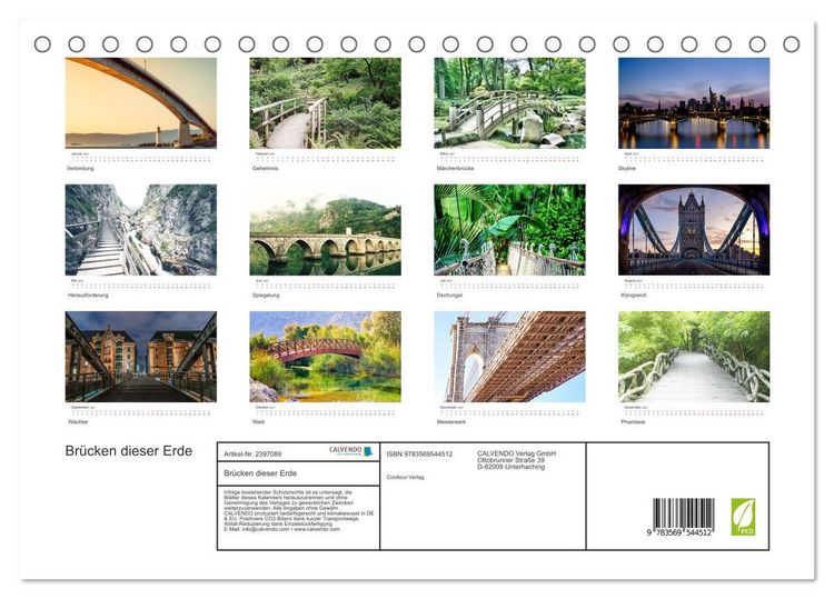 Produktbild: Br&uuml;cken dieser Erde (Tischkalender 2027 DIN A5 quer), CALVENDO Monatskalender
