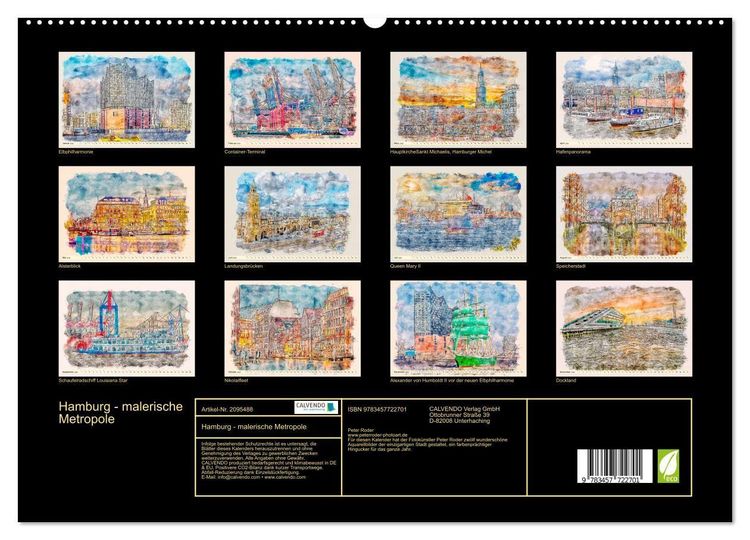 Produktbild: Hamburg - malerische Metropole (hochwertiger Premium Wandkalender 2026 DIN A2 quer), Kunstdruck in Hochglanz