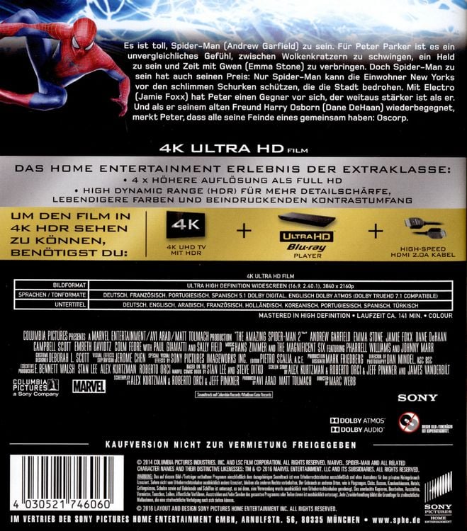 Produktbild: The Amazing Spider-Man 2 - Rise of Electro (4K Ultra HD)