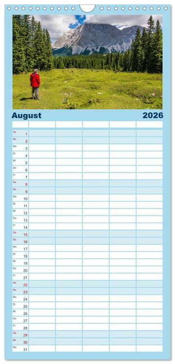 Produktbild: Familienplaner 2026 - Naturparadies Zugspitzarena mit 5 Spalten (Wandkalender, 21 x 45 cm) CALVENDO