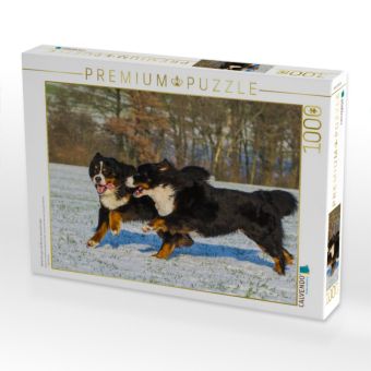 Produktbild: CALVENDO Puzzle Winterfreuden mit Berner Sennenhunden | 1000 Teile Lege-Gr&ouml;&szlig;e 64x48cm Foto-Puzzle f&uuml;r gl&uuml;ckliche Stunden