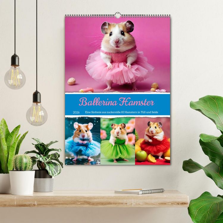 Produktbild: Ballerina Hamster - Eine Sinfonie aus zuckers&uuml;&szlig;e KI Hamstern in T&uuml;ll und Seide (Wandkalender 2026 DIN A2 hoch), CALVENDO Monatskalender