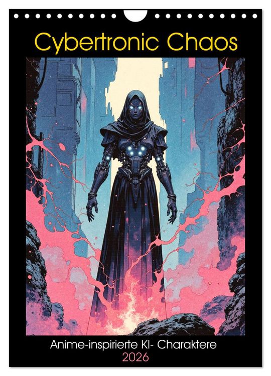 Produktbild: Cybertronic Chaos: Anime-inspirierte KI- Charaktere (Wandkalender 2026 DIN A4 hoch), CALVENDO Monatskalender