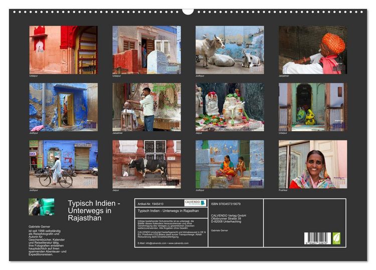 Produktbild: Typisch Indien - Unterwegs in Rajasthan (Wandkalender 2026 DIN A2 quer), CALVENDO Monatskalender