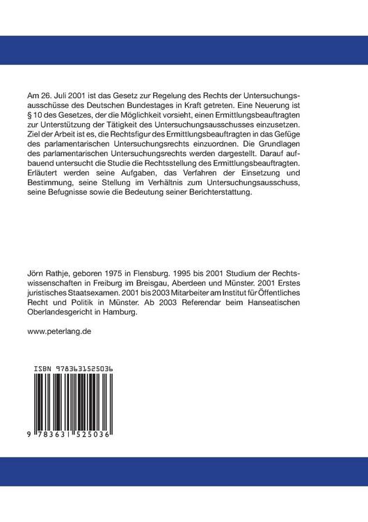 Produktbild: Der Ermittlungsbeauftragte des parlamentarischen Untersuchungsausschusses