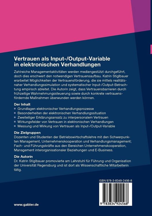 Produktbild: Vertrauen als Input-/Output-Variable in elektronischen Verhandlungen