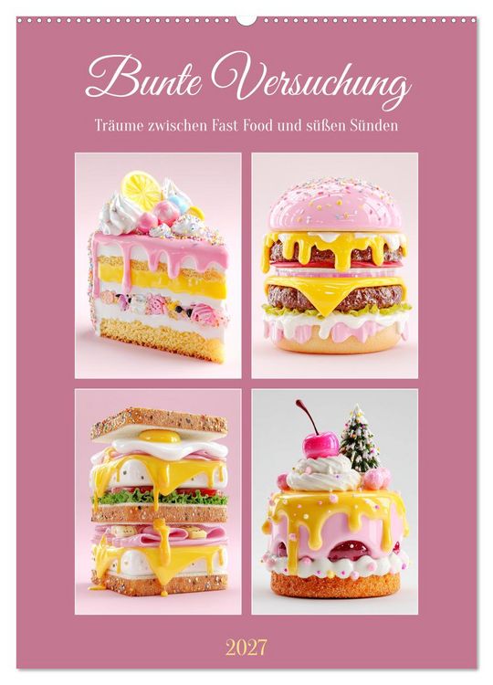 Produktbild: Bunte Versuchung. Tr&auml;ume zwischen Fast Food und s&uuml;&szlig;en S&uuml;nden (Wandkalender 2027 DIN A2 hoch), CALVENDO Monatskalender