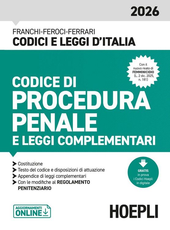 Produktbild: Codice di procedura penale e leggi complementari 2026