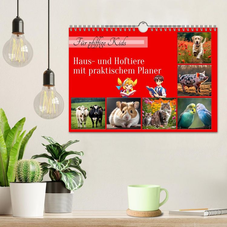 Produktbild: F&uuml;r pfiffige Kids- Haus- und Hoftiere (Wandkalender 2026 DIN A4 quer), CALVENDO Monatskalender